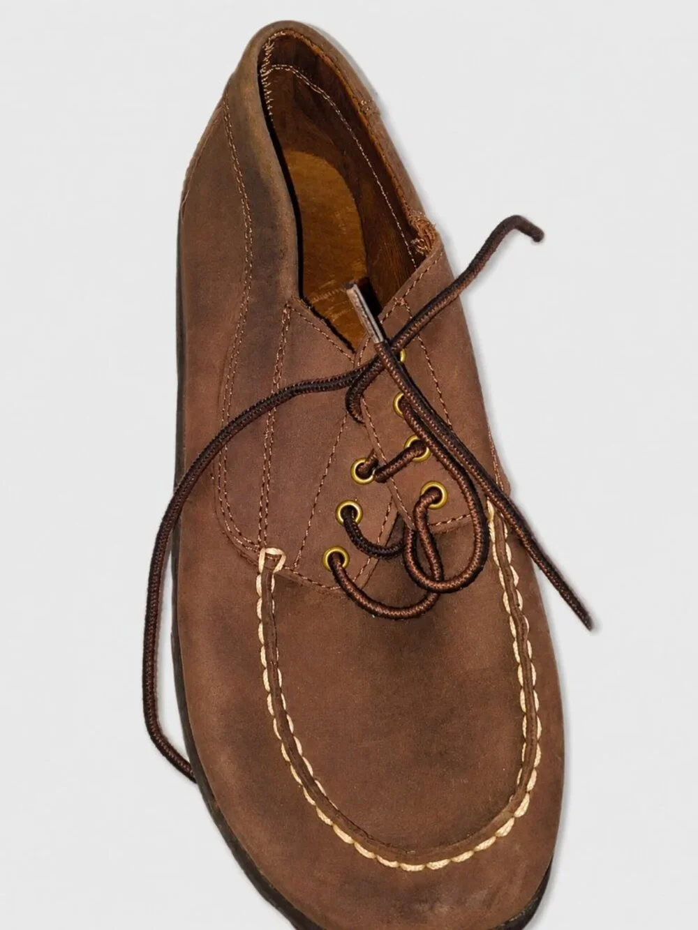 L.L.Bean Boys Brown Leather Moc Toe Shoes Size 5